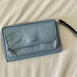 Light Blue Coach Leather Wristlet